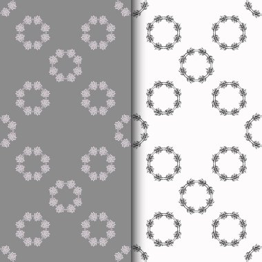 İki dairesel çiçek baskı ile Dikişsiz desen seti