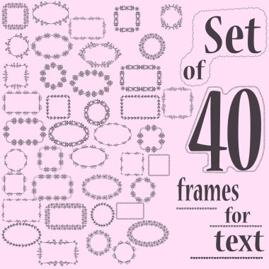 Set of 40 decorative frames for text with geometric and floral pattern clipart