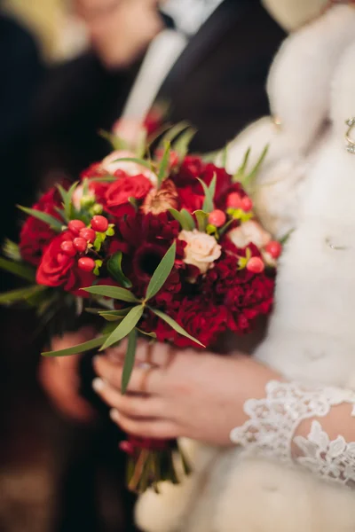 Wonderful luxury wedding bouquet of different flowers — Stock Photo, Image