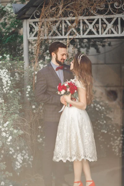 Bacio matrimonio coppia in primavera natura close-up ritratto — Foto Stock