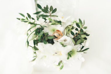 lüks alyans yaprakları ve çim üzerinde yalan