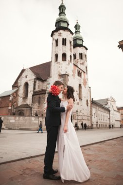 Çift düğün, gelin ve damat bir church Krakow civarındaki oteller