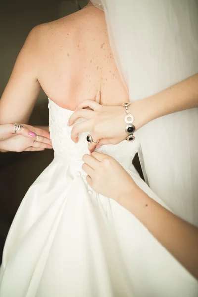 Novia de lujo la mañana del día de la boda — Foto de Stock