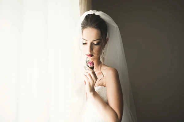 Sposa di lusso la mattina del giorno del matrimonio — Foto Stock