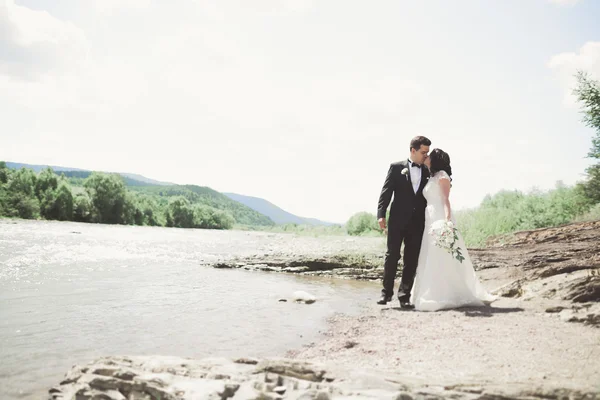 Matrimonio coppia sposa e sposo tenendosi per mano — Foto Stock