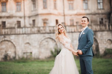 Düğün çift doğa yakın çekim portre öpüşme