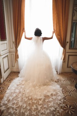 Zarif beyaz elbiseler içinde güzel bir gelin