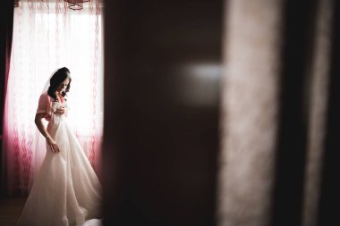 Zarif beyaz elbiseler içinde güzel bir gelin