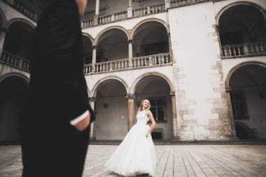 Genç bir çiftin şehvetli portresi. Açık hava.