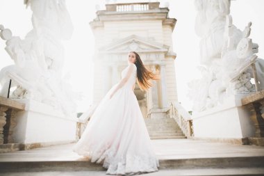 Zarif beyaz elbiseler içinde güzel bir gelin