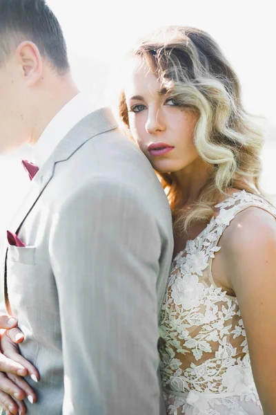 Sensual portrait of a young wedding couple. Outdoor — Stock Photo, Image