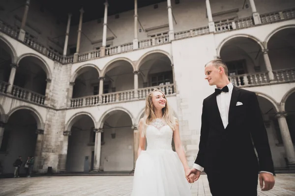 Wedding couple bride and groom holding hands — Stock Photo, Image