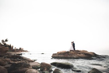 Mutlu evlilik çifti güzel manzarada kalıyor.