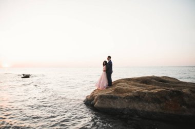 Mutlu evlilik çifti güzel manzarada kalıyor.