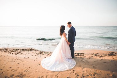 Mutlu evlilik çifti güzel manzarada kalıyor.