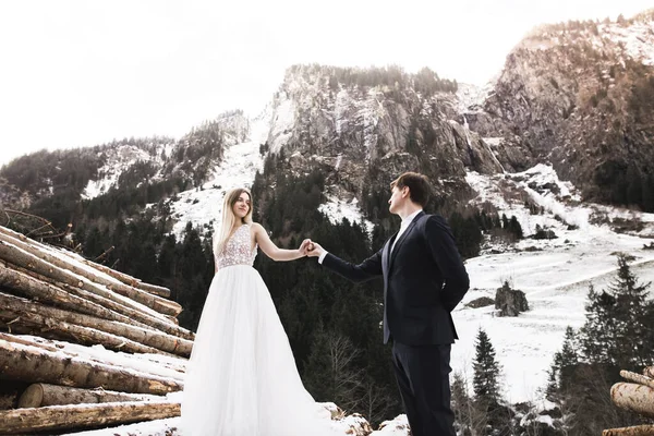 Pareja de boda cogidos de la mano, novio y novia juntos en el día de la boda —  Fotos de Stock