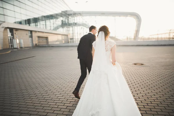 Casamento casal noiva e noivo de mãos dadas — Fotografia de Stock