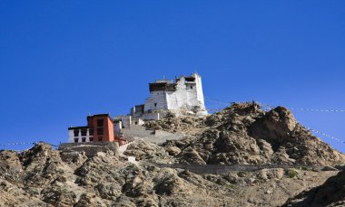 Kalıntıları üzerinde Budist manastır, Leh, Ladakh, Hindistan.