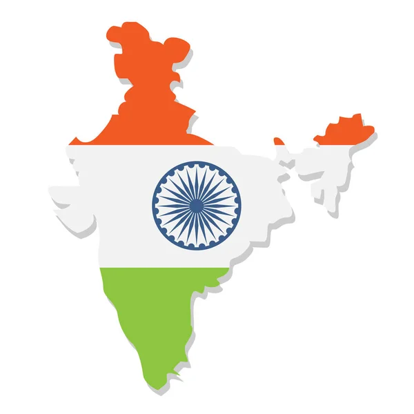 Drapeau tricolore indien. Inde carte. — Image vectorielle