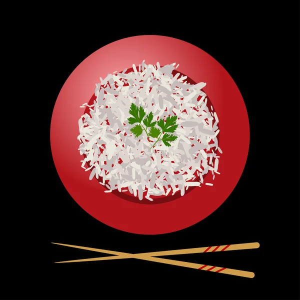 Bol de riz et baguettes — Image vectorielle