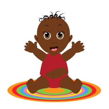 Mutlu Afrikalı-Amerikalı bebek. VEC tor illüstrasyon