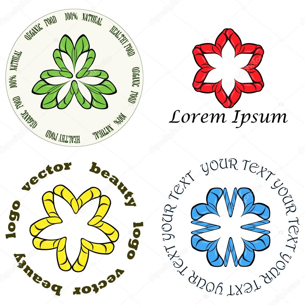 Loghi con un abstract di colore il vostro testo su sfondi bianchi e fiori Disegno vettoriale — Vettoriali di satarova avail