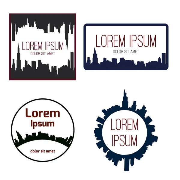 Logoları siyah silhouette şehir ve metninizi ayarlayın. Vektör çizim.