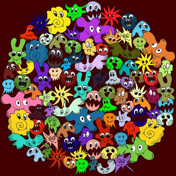 Komik çok renkli canavarlar. Vektör çizim.