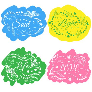 Çok renkli arka planlarda karalama öğeleri ile vektör tasarımı .