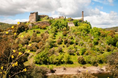 Losacino, Zamora, İspanya 'daki Alba Kalesi' nin kalıntıları tepede..
