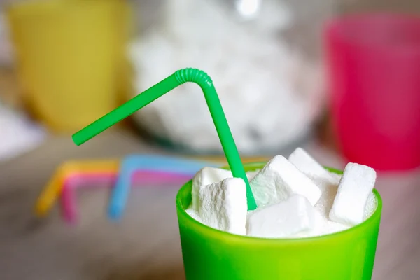 Glass with straw full of sugar — Stock Photo, Image