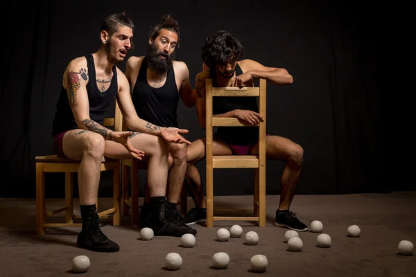 Comedy show by circus jugglers — Stock Photo, Image