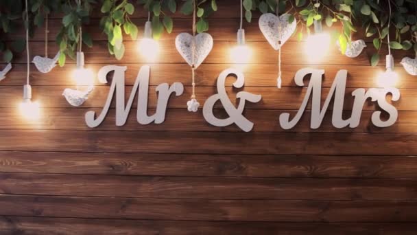 Letras Mrs Banquete Bodas — Vídeos de Stock