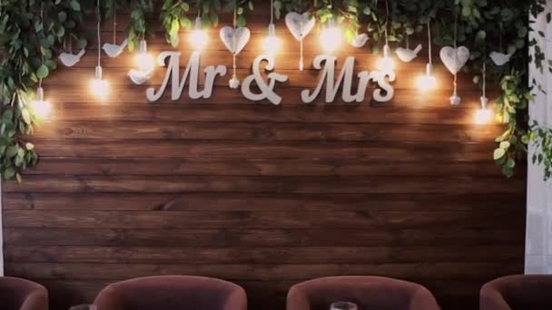 Letras Mrs Banquete Bodas — Vídeos de Stock