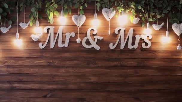 Letras Mrs Banquete Bodas — Vídeos de Stock