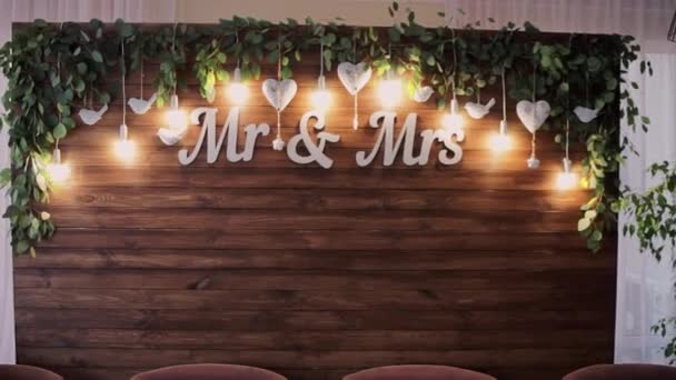 Letras Mrs Banquete Bodas — Vídeos de Stock