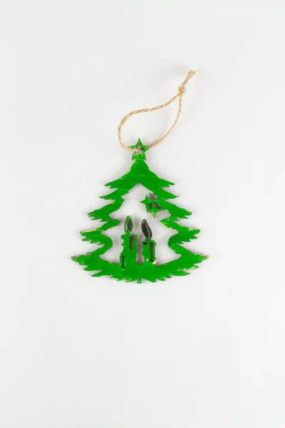 Holz Weihnachtsbaum Spielzeug Auf Weißem Hintergrund — Stockfoto