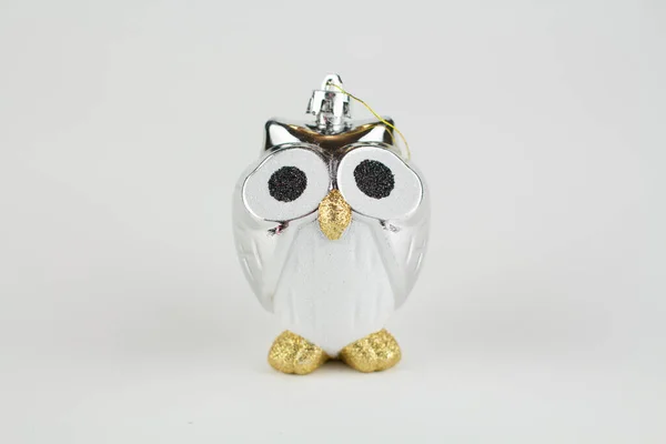 Christmas Tree Toy Owl White Background — Stock Photo, Image