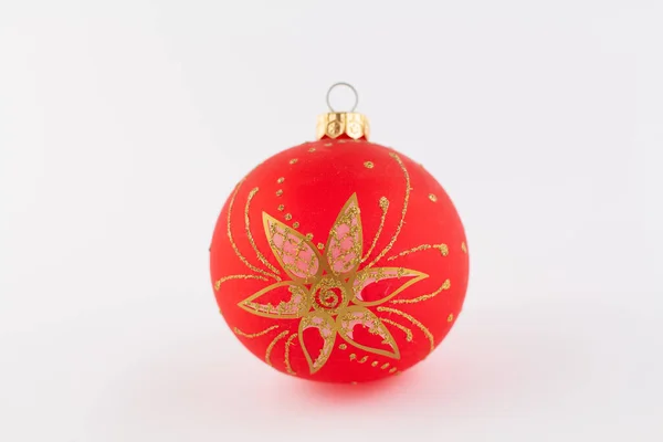 Red Ball Christmas Tree White Background — Stock Photo, Image