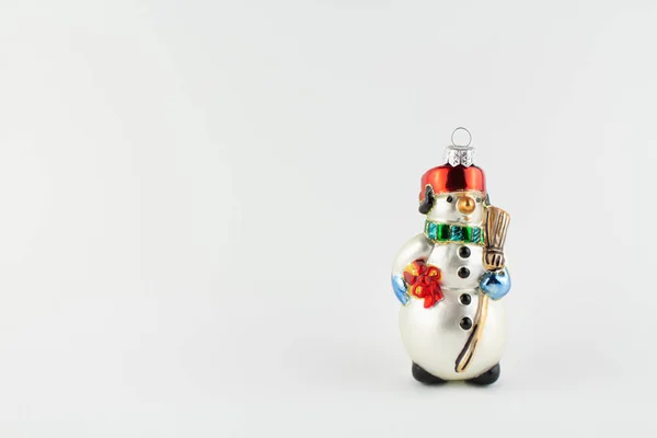 Boneco Neve Brinquedo Para Árvore Natal Branco — Fotografia de Stock