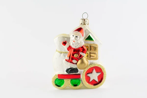 Santa Claus Brinquedo Para Árvore Natal Branco — Fotografia de Stock