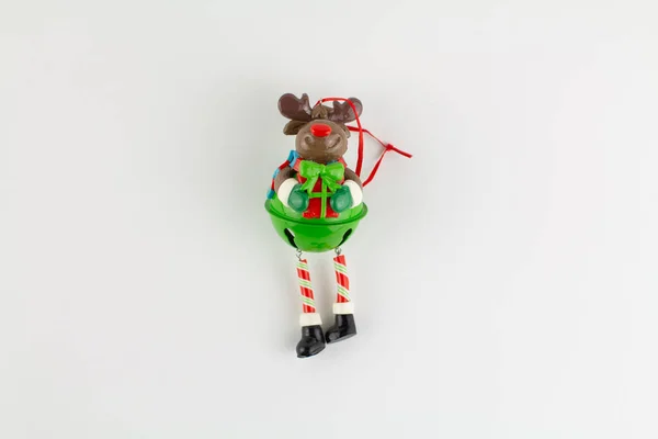 Weihnachten Rentier Spielzeug Für Weihnachtsbaum Weißen Hintergrund — Stockfoto