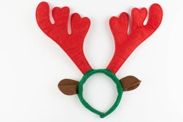 白で隔絶された頭の上にクリスマス鹿の角 — ストック写真