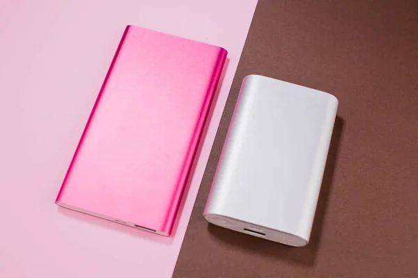 Pink Gray Power Bank Background — Stock Photo, Image