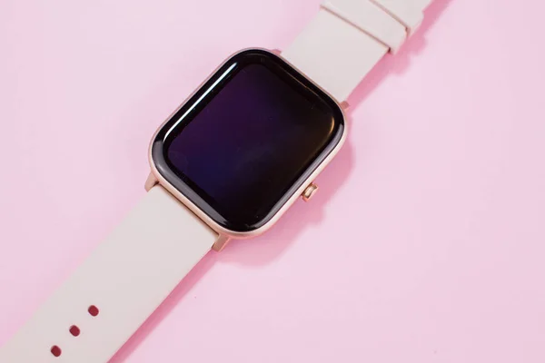 Women Smart Watch Pink Background — Stock Photo, Image