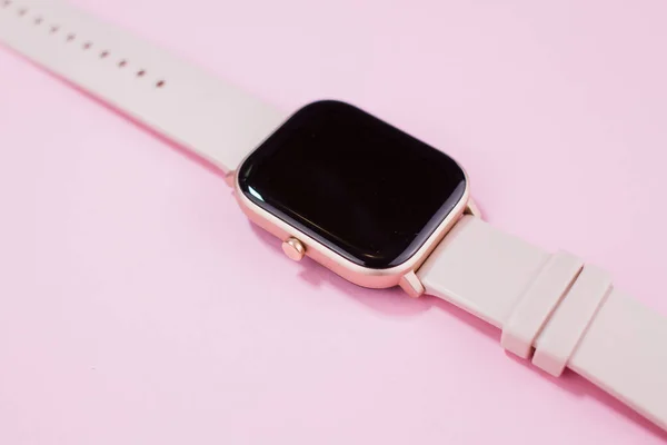 Women Smart Watch Pink Background — Stock Photo, Image