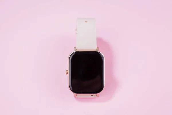 Women Smart Watch Pink Background — Stock Photo, Image