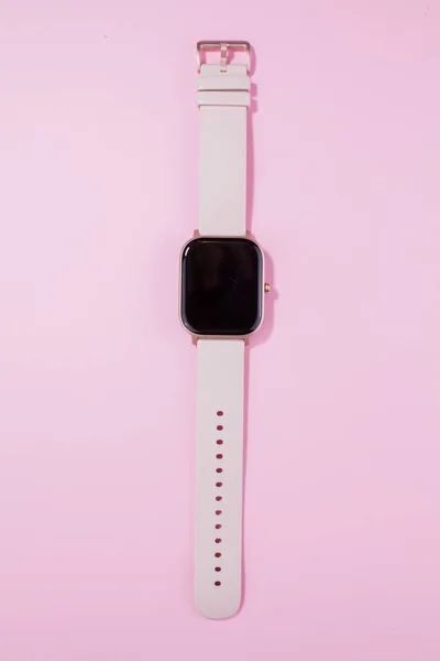 Women Smart Watch Pink Background — Stock Photo, Image