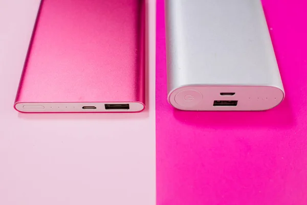 Pink Gray Power Bank Background — Stock Photo, Image