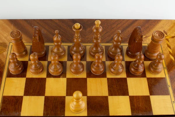 First Step White Chess Wooden Piece — Stock Photo, Image